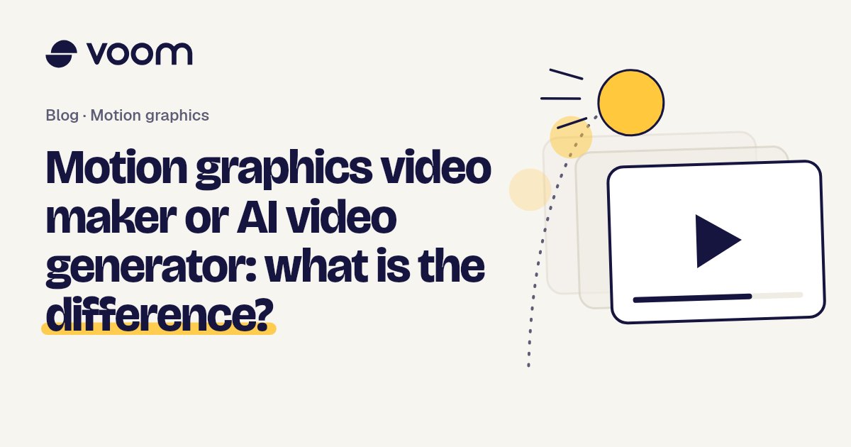 Cover of the Voom guide to the difference between a motion graphics video maker and an AI video generator