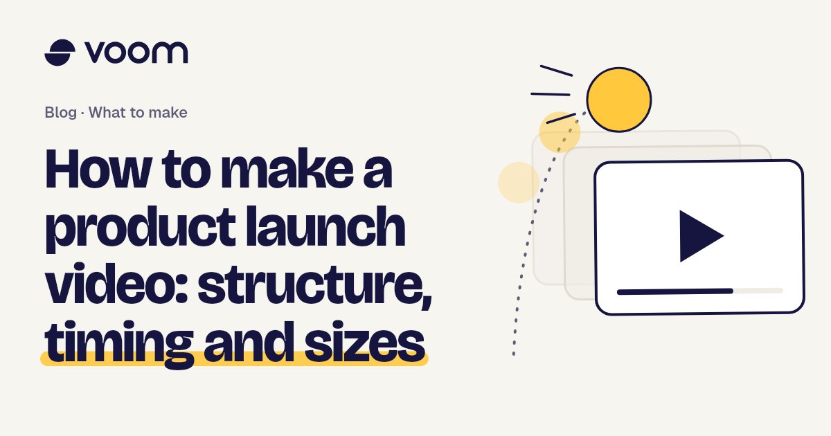 Cover of the Voom guide on how to make a product launch video, with film frames and a play button