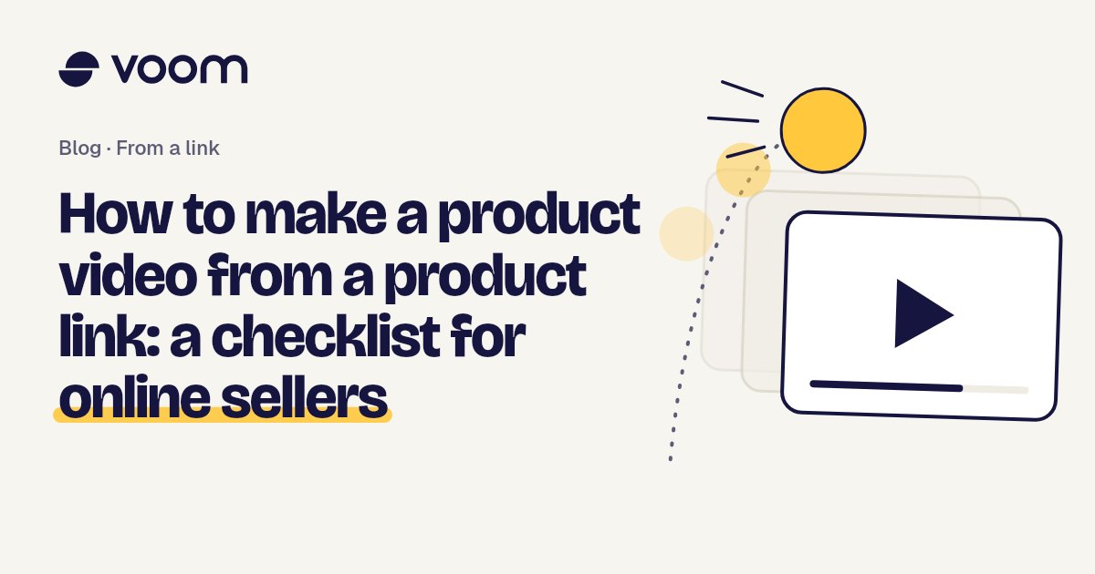 Cover of the Voom guide to making a product video from a product link, with film frames and a play shape