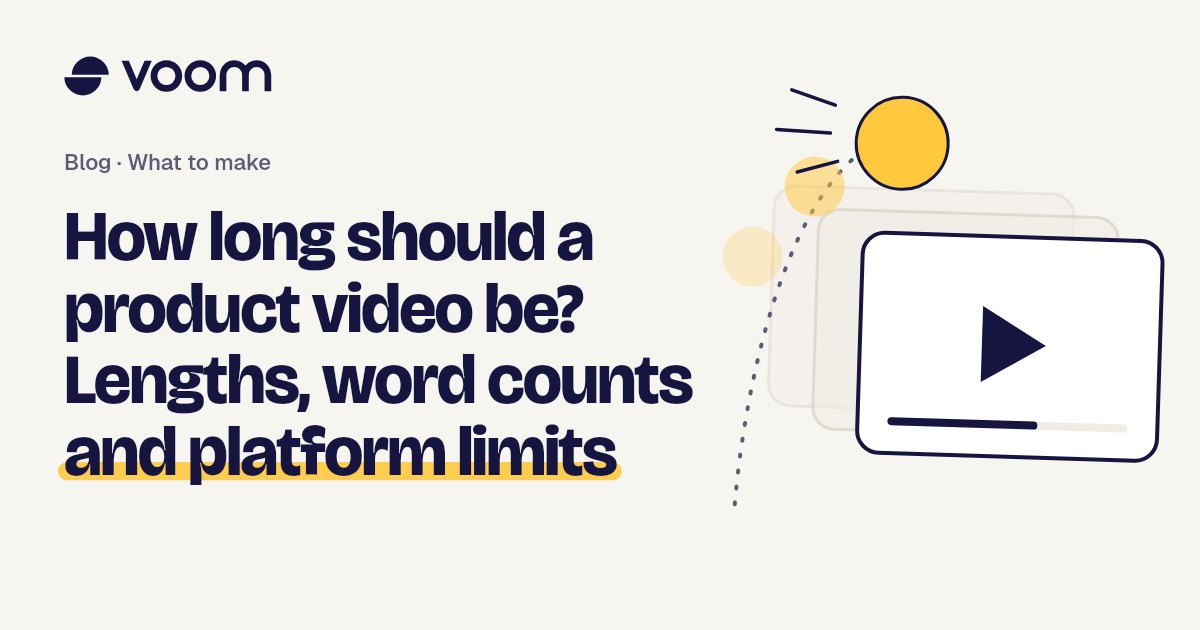 How long should a product video be: cover of the Voom guide, with film frames and a play button