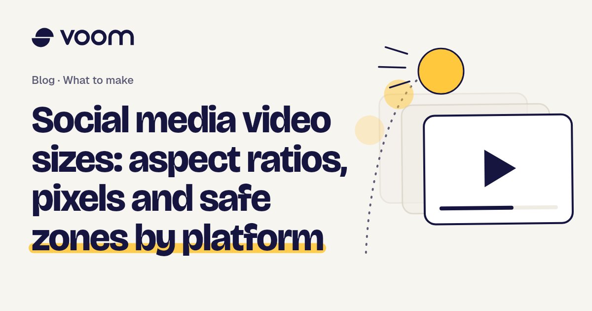 Cover of the Voom guide to social media video sizes, with vertical, square and wide frames